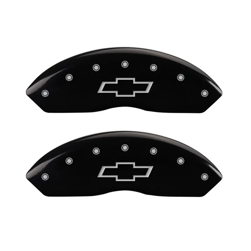 Mgp Engraved Front Caliper Covers – Bowtie Design, Black Base With Silver Chrome Accents 1