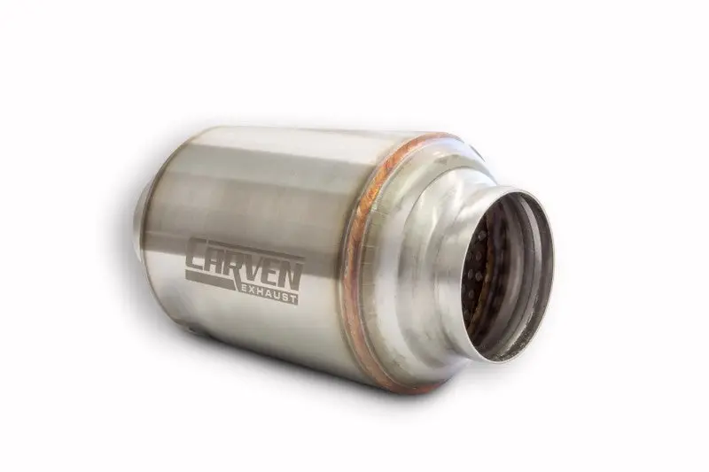 Carven-R Universal Performance Muffler — 304 Stainless Steel, 3-Inch Inlet, 10.5-Inch Overall Length, 5-Inch Outer Diameter 1