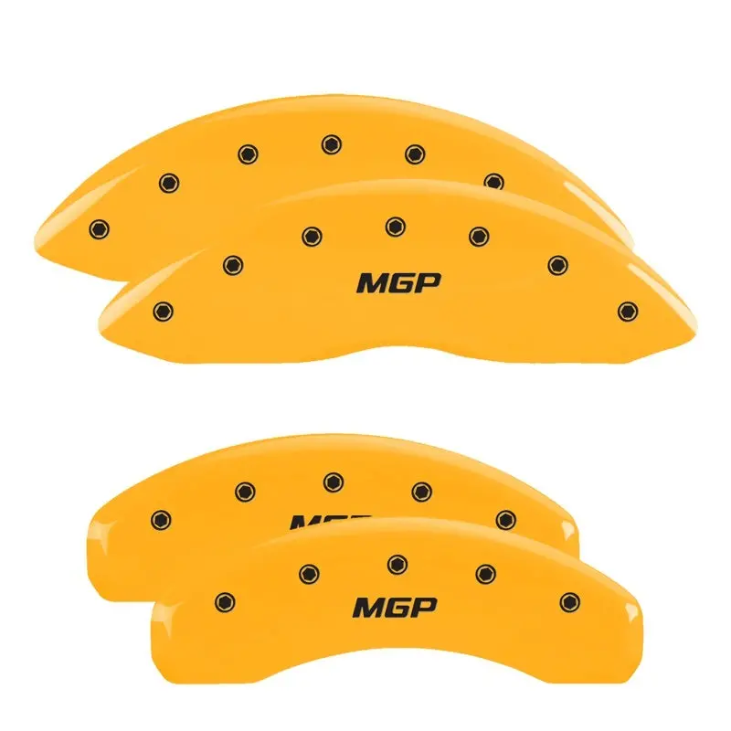 Mgp 100Th Anniversary Caliper Covers For 2019 Chevrolet Equinox – Front & Rear, Yellow Finish With Black Text 1